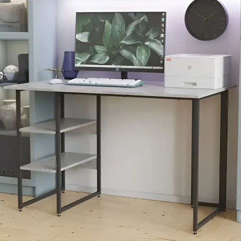 Стол письменный Кевин Ferrum-decor 75x100x70 Черный металл ДСП Бетон 16 мм (FRD-106561) FRD-106561 фото