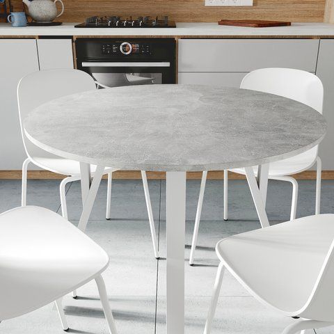 Стол круглый MARSI 4 870-4 ноги на конус Ferrum-decor 750x870x870 Белый металл ДСП Бетон 16 мм (FRD-107441) FRD-107441 фото
