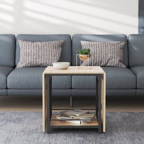 Стол журнальный трансформер Куб Комбо Ferrum-decor 540x532x500 Черный металл ДСП Дуб Сан-Марино 16 мм (FRD-105151) FRD-105151 фото