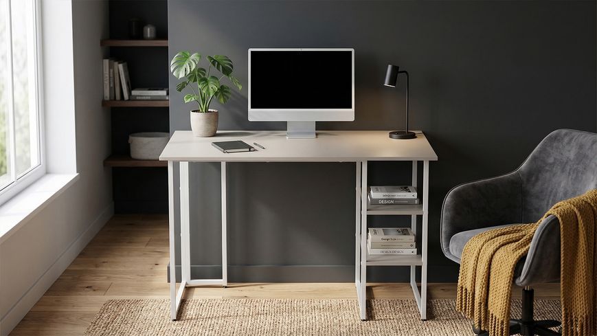 Стіл письмовий Кевін Ferrum-decor 75x120x70 Білий метал ДСП Кашемір 16 мм (FRD-108142) FRD-108142 фото