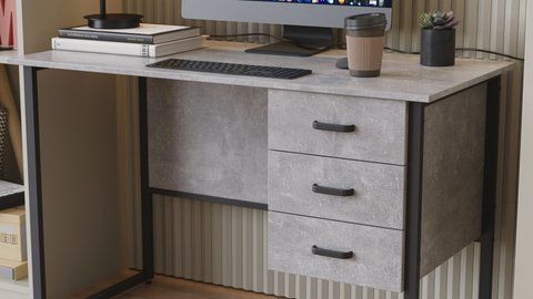 Комп'ютерний стіл Ferrum-decor Гаррі 75x120x60 чорний ДСП Бетон 16 мм (FRD-107292) FRD-107292 фото