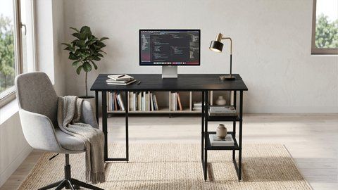 Стіл письмовий Кевін Ferrum-decor 75x140x60 Чорний метал ДСП Каштан Арвадонна 16 мм (FRD-108093) FRD-108093 фото