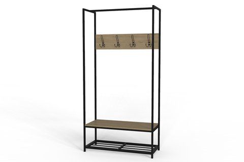 Вешалка напольная модульная Ferrum-decor Трелис 13 180x90x38 черный ДСП Дуб Сонома 16мм (FRD-104328) FRD-104328 фото