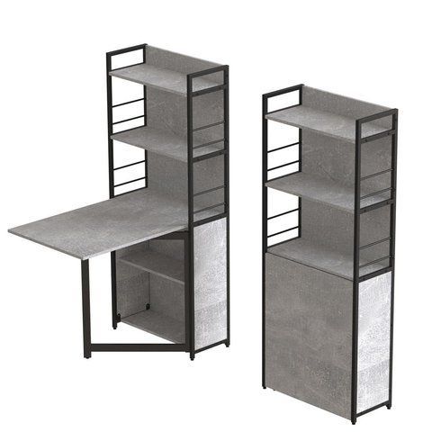 Стіл книжка з етажеркою Практик 2 Ferrum-decor 1555x640x990 Чорний метал ДСП Бетон 16 мм (FRD-104631) FRD-104631 фото