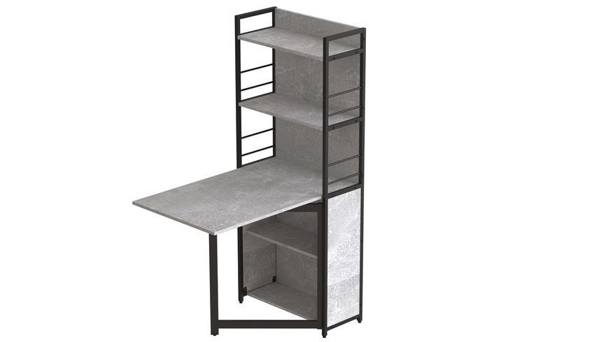 Стіл книжка з етажеркою Практик 2 Ferrum-decor 1555x640x990 Чорний метал ДСП Бетон 16 мм (FRD-104631) FRD-104631 фото