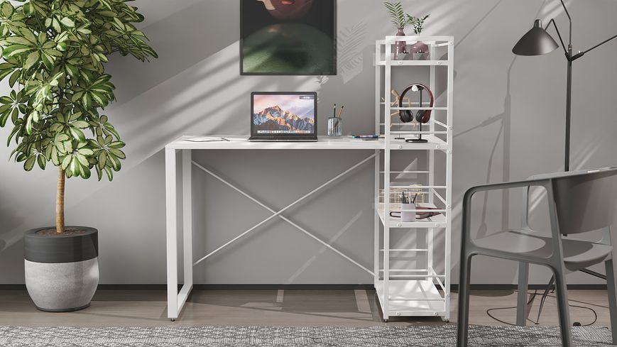 Письмовий стіл Ferrum-decor Серії Конект з етажеркою 75x120x600 білий ДСП Біле 16мм (FRD-104225) FRD-104225 фото