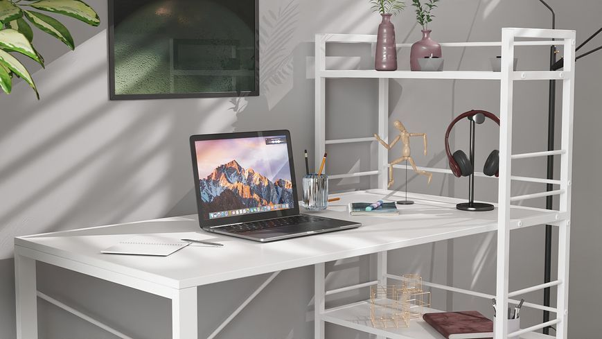 Письмовий стіл Ferrum-decor Серії Конект з етажеркою 75x120x600 білий ДСП Біле 16мм (FRD-104225) FRD-104225 фото
